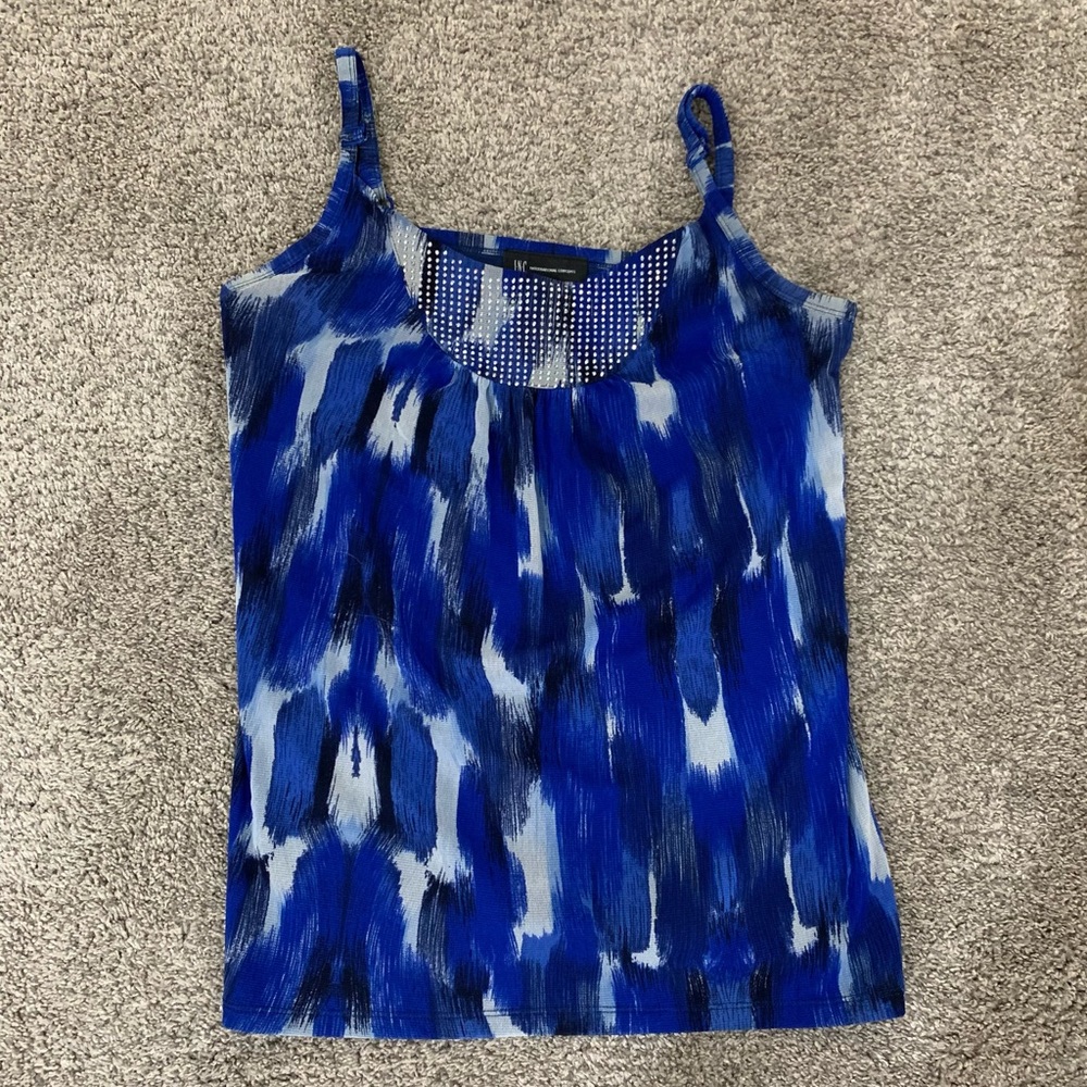 INC Blue, White & Black Tank Blouse